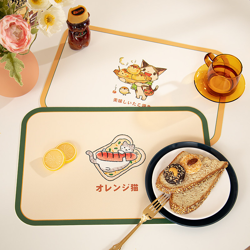 Day Ensemble Hand-painted Cartoon Free water-proof and oil-proof and heat-insulating table cushion large size table leather dining cushion disc cushion