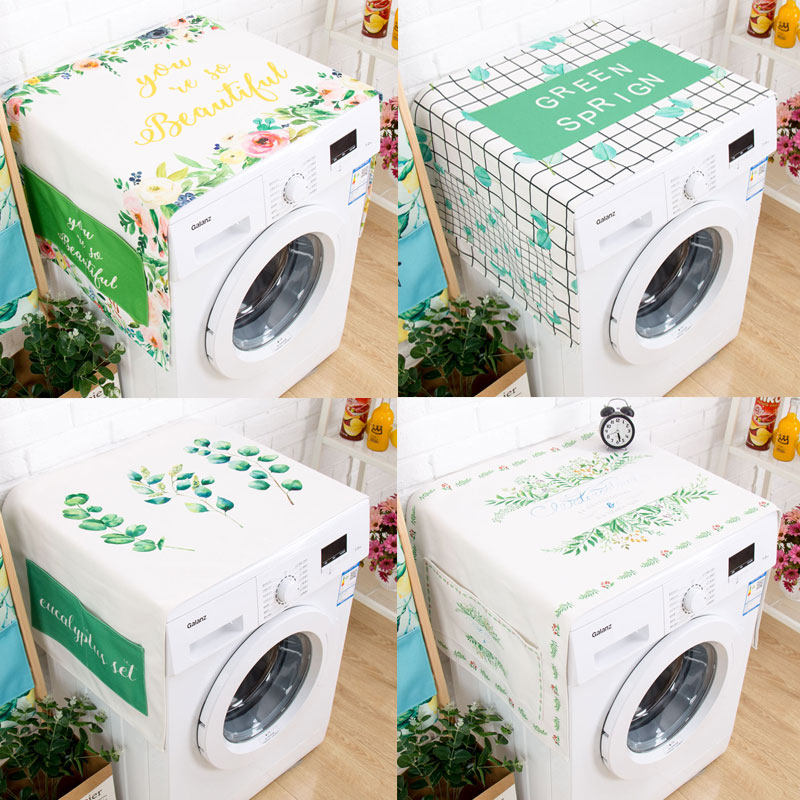 Nordic Ins Little Fresh Field Drum Washing Machine Hood Refrigerator Dust Cover Waterproof Sunscreen Head Cabinet Cover Cloth-Taobao