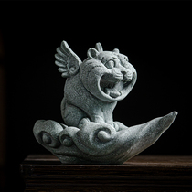 Fu Hu Tian Yi Stone Tea Pet Handmade Creative Tiger Ornaments Boutique Tea Plate Jewelry Can be the Mascot Tea Play