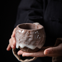 Taiwan Shino burning master cup Tianmu agate flow glaze tea cup home ceramic kung fu tea set rough pottery single cup single