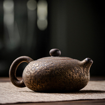 gilt glaze xishi teapot thick pottery single pot filter ceramic kung fu tea set household rust glaze teapot large capacity