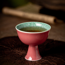 Pink high-foot teacup master cup single ceramic kung fu tea set ladies special tea cup home hospitality wine glass