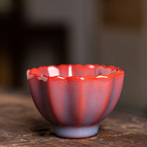 Red stove snow master cup single cup female red kiln ceramic kung fu tea set tea cup personalized tea cup gift box