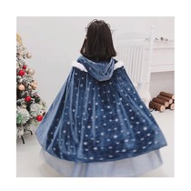 2024 Autumn New Girls Elsa Dress + Cape Cloak Frozen Elsa Snow White Dress