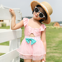2022 new children swimsuit girls Korean version one-piece swimsuit cute female baby dress princess swimsuit