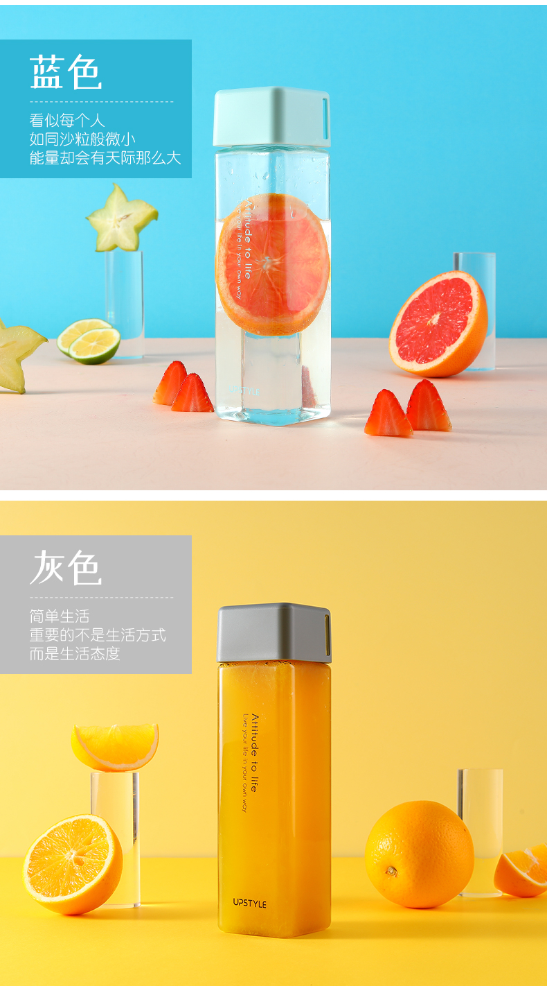 Cốc nước vuông bằng nhựa nữ sinh viên Hàn Quốc tươi và đáng yêu, bình đựng nước màu đỏ in chai đơn giản sáng tạo cá tính - Tách bình giữ nhiệt lock&lock 1000ml