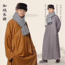 Buddhist men and women monks winter warm thickened short coat Monk clothing quilted jacket plus cotton monk clothing Cotton coat plus velvet short set long coat
