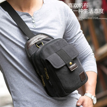 Small backpack mens bag multifunctional mens bag Shoulder Bag Mens canvas bag Shoulder Bag Mens chest Bag Mens Korean version tide
