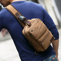Fanny pack canvas mens chest bag Korean version of the mens bag casual small backpack Shoulder bag multi-functional sports messenger bag tide