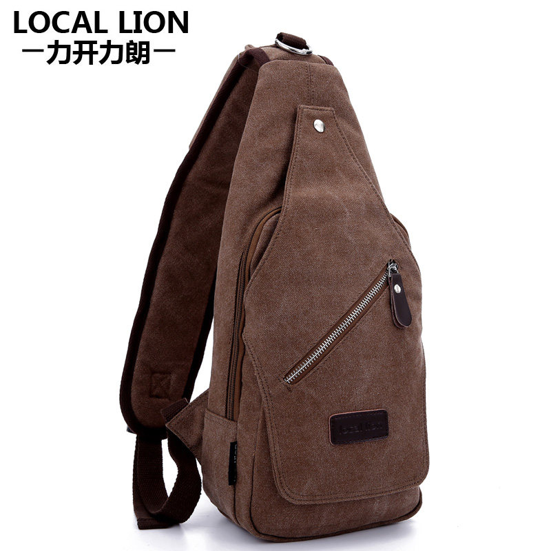 Retro Men's Bag Canvas Bag Sloping Satchel Casual Single Shoulder Bag Han Version Tide Sports Outdoor Riding Chest Bag