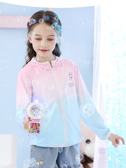 Ropa de protección solar infantil Disney para niña, ropa de piel de princesa Elsa, abrigo fino de verano para bebé, ropa de protección solar para niña