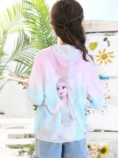 Ropa de protección solar infantil Disney para niña, ropa de piel de princesa Elsa, abrigo fino de verano para bebé, ropa de protección solar para niña