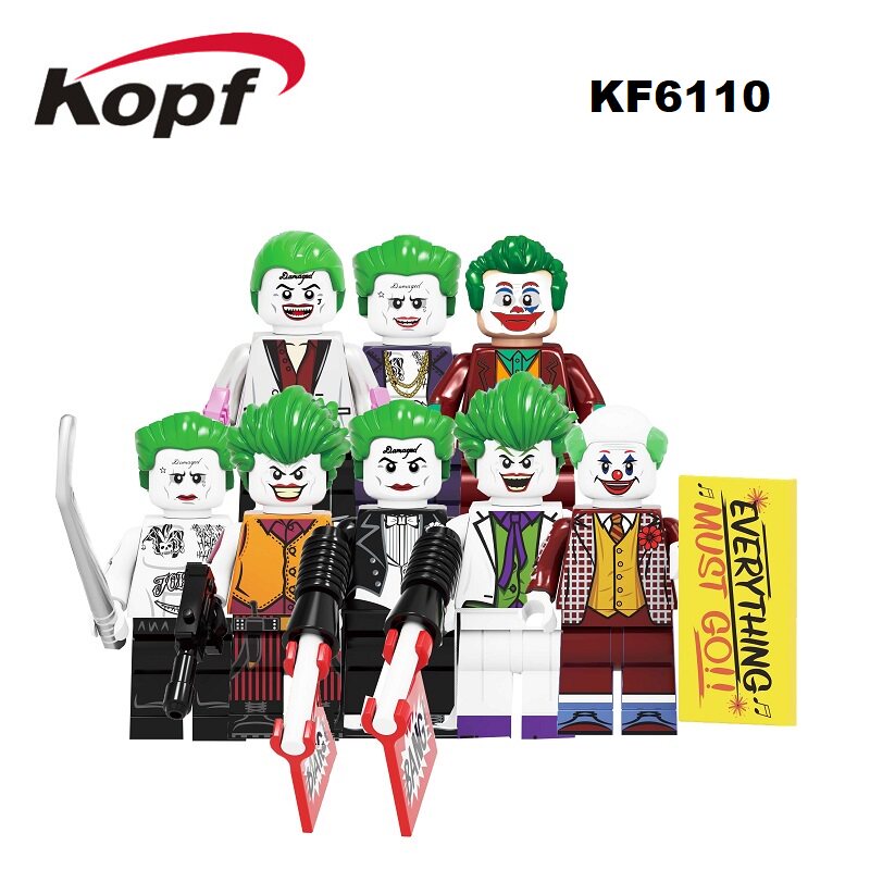 Kefeng KF6110 (1290-1297)Villain TheJoker clown assembly building block minifigure toy