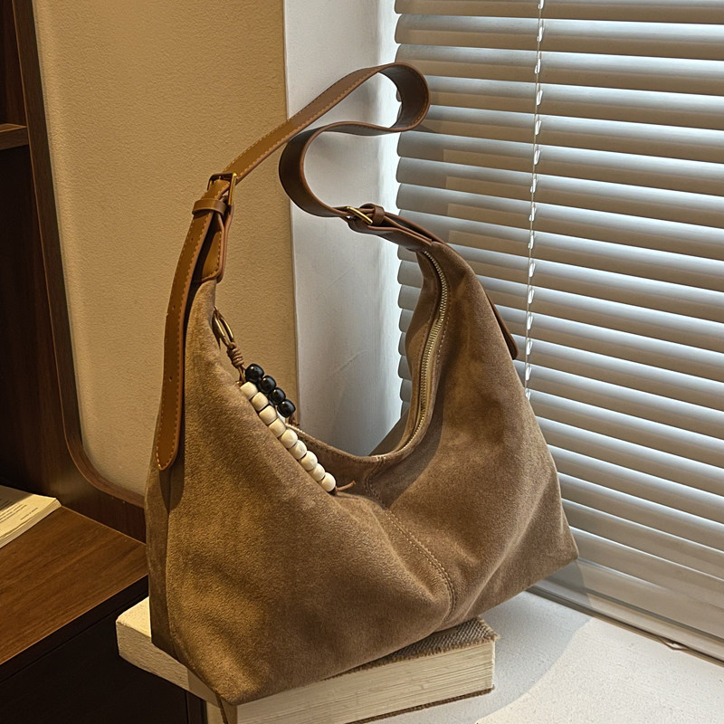2025 Autumn/Winter Trendy Suede Commuter Bag For Women - Niche Retro Shoulder Bag & Casual Crossbody Bag - Thumbnail 2