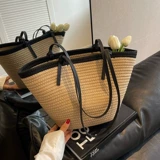 Вместительная и большая плетеная соломенная сумка через плечо, пляжная сумка на одно плечо, в западном стиле