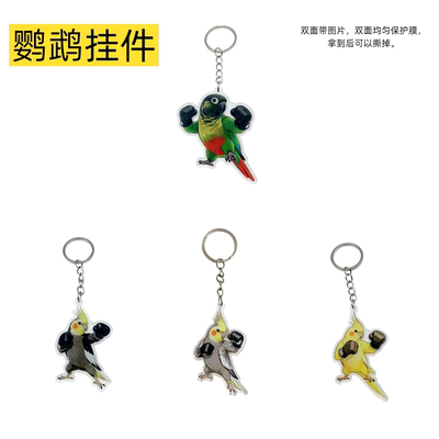Parrot decorative bird bag pendant, acrylic material, double-sided high-definition transparent tape protective film