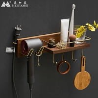 Стоя для ванной комнаты с твердым деревом подходит для Dyson Panasonic Hair Strach Strach Hare Wanging Wanging Woodnut Wood бесплатно, чтобы ударить