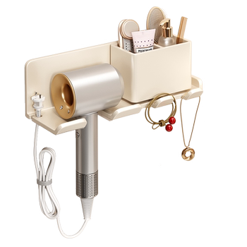 Hairdryer storage rack bathroom wall-mounted hair dryer bracket bathroom air drum storage rack hanger cream air