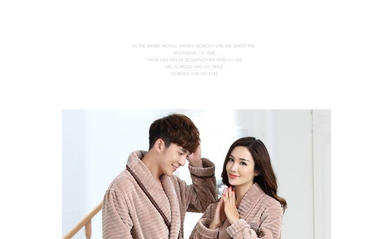 Người yêu mùa đông flannel áo ngủ nam và nữ áo choàng tắm áo choàng lông cừu san hô cộng với phân bón XL đồ ngủ chất béo mm200 kg