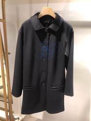 Hong Kong counter purchasing agnes b. lapel mid-length woolen coat jacket 17 autumn and winter women's clothing
