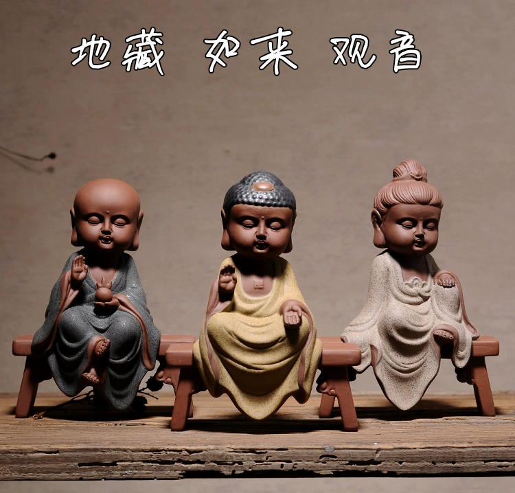 Sáng tạo màu tím hiên hiên nhà sư nhỏ Zen trang trí nhà phòng khách Trung Quốc thủ công đồ trang trí hình tượng phật