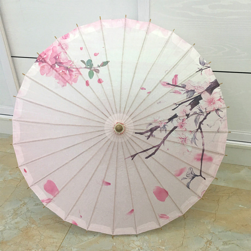 Classical Craft Artisanal oil paper umbrella clear and rain dual-use decoration suspended ceiling Chinese air duct with photography of a dozen of peach flowers