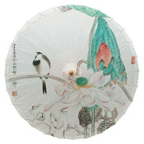 New Customised Antique Tung Oil Paper Umbrella Dance Wedding Hanfu Photography Props Umbrella Lotus Bird Rain Protection Sunscreen