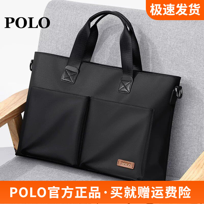 Polo Briefcase Men's Single-Shoulder Crossbody Handbag Men's Business Casual Commuting Lightweight Men's Computer Bag High-End