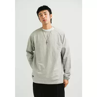 BDCT original white long sleeve T-shirt men cotton inner clothes spring and autumn loose round neck solid color thin shirt tide