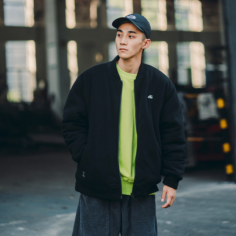 BDCT original fleece jacket men's autumn and winter winter Japanese loose fleece baseball jacket cotton clothing tide brand