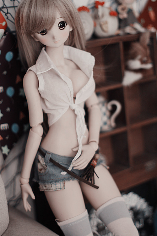 (endless)bjd sd 3 points 4 points ddl m dy open-breasted shirt ultra-short denim shorts hot pants baby clothes