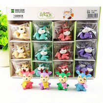 Squirrel deer creative three-dimensional cartoon eraser childrens stationery school supplies gift prizes wholesale