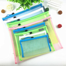 Bedome A4 Mesh File Bag Transparent Mesh Storage Bag Zip Bag Data Bag Pen Bag