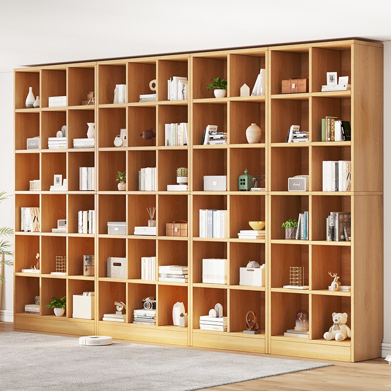 Bookshelf Storage Rack Floor-Standing 2.2m Home-Use Bookcase Storage Cabinet Integrated Wall-To-Ceiling Free Combination Grid Cabinet