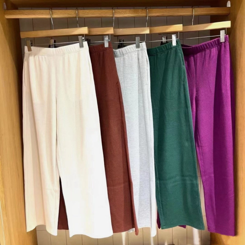 Big Discount Authentic Pa04 Waffle Knit Fabric Full-Length Straight Pants Original 1250