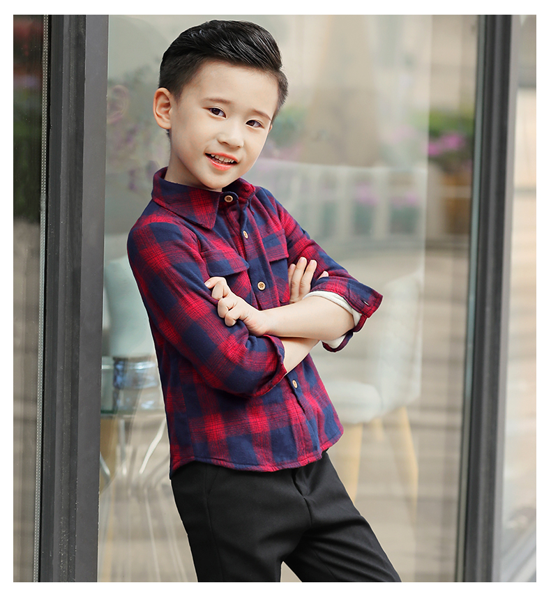 Áo sơ mi nam tay dài cộng với nhung dày mùa xuân và áo trẻ em cotton 2018 cho bé áo ấm bột quần áo trẻ em hè 2021