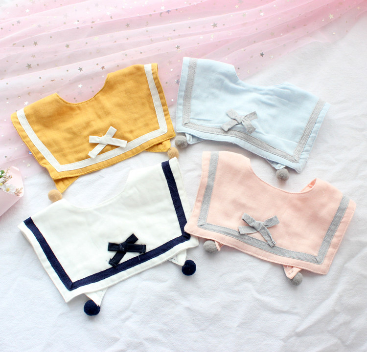 Full of navy wind ~ child sailor collar summer thin baby pure cotton cotton cloth spat towel false collar baby enclosure pocket