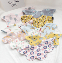 Double-sided can be equipped with 360-degree petal-shaped rotating baby bib Baby cotton saliva towel newborn saliva bib