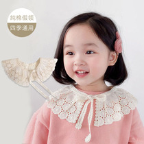 Korean Autumn New cute girl baby lace lace false collar decoration bow tie-up doll collar