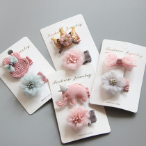 South Korea imported gauze handmade baby baby full cloth safety hairclip cute girl headgear does not hurt hair