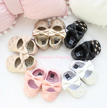 0-1 year old female baby princess shoes year old 100 days baby soft bottom step front shoes bow embroidery love indoor shoes