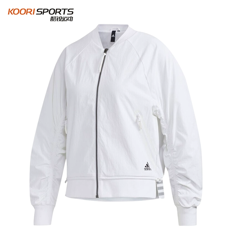 Áo khoác Adidas nữ 2020 mùa thu sản phẩm mới cổ đứng áo khoác trắng giản dị áo khoác thể thao FU6228 - Áo khoác thể thao / áo khoác