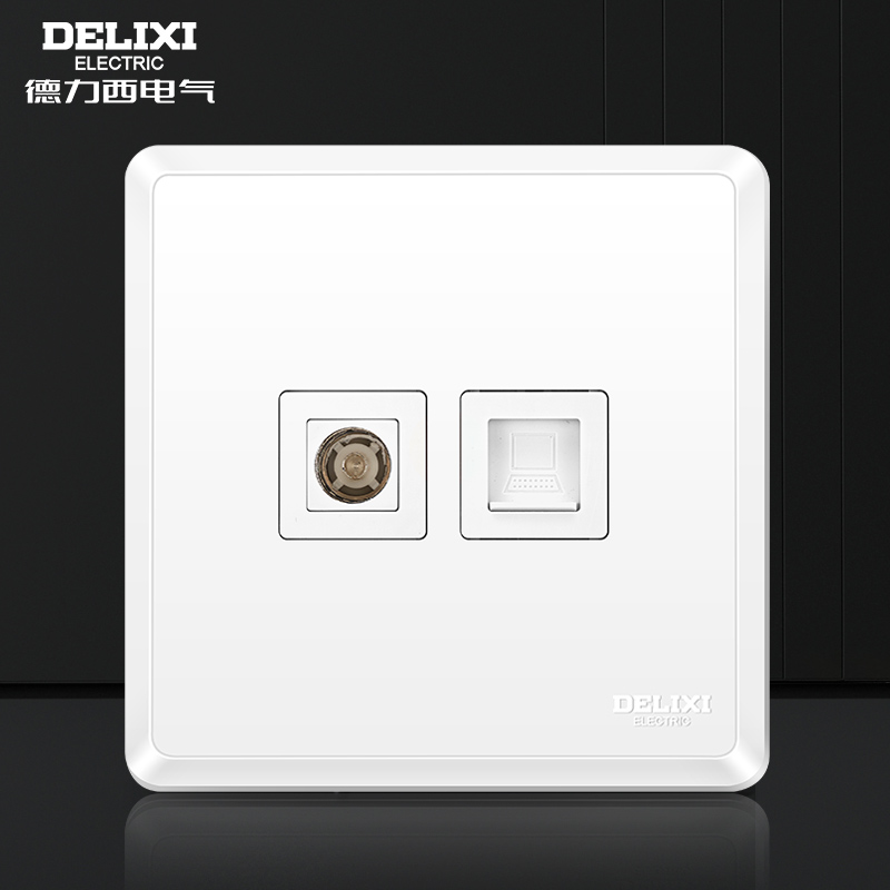 Delixi narrow bezel panel cable TV computer network cable socket type 86 home power supply wall panel