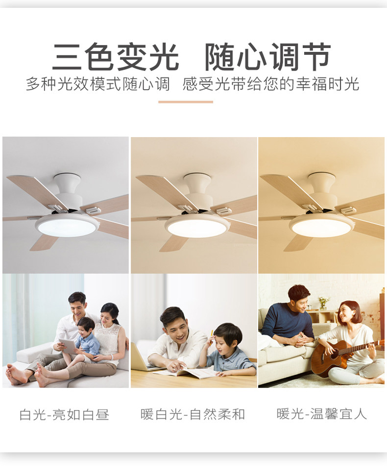 Потолочный вентилятор 北欧吸顶大风力吊扇灯风扇灯卧室家用餐厅客厅带灯电风扇吊灯一体 Gesheng