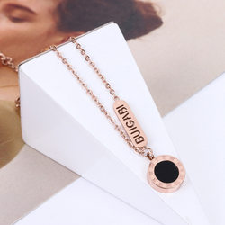 ແຜ່ນປ້າຍວົງກົມ Roman letter multi-accessory titanium steel anklet European and American light luxury and cold style women's Rose gold anklet accessories