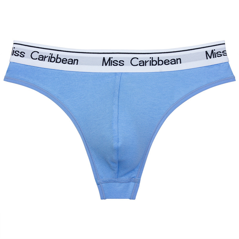 Men's Pure Cotton Thong Sexy U-Convex Sports Underwear Letter Low-Rise Fitness Seamless Briefs Cotton T-Back Underwear