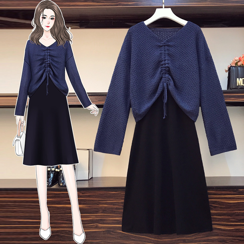 (Qiao Meixi) 2021 spring high-end knitted sweater suspender skirt Western style maternity dress two-piece suit