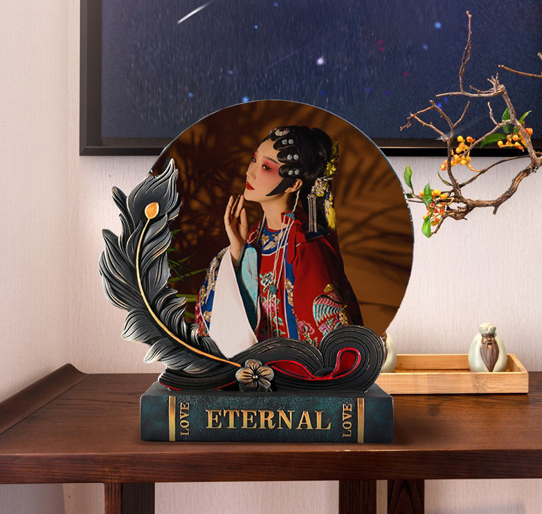 Wedding photo custom 10 12 inch table photo frame round ornaments Nordic photo frame photo solid wood table system