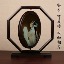 Chinese solid wood modern retro ornaments calligraphy and painting photo frame set-up high-end gift photos set to make printing 10 inches