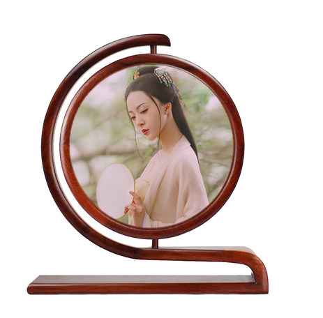 Solid Wood Screen Photo Frame Swing Piece Writing Real Photo Customize Ancient Wind Swing Table Photo Frame 10 Inch Wedding Dress Photo Antique Style Swing